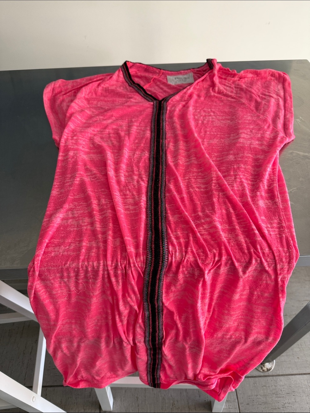 Pitusa Neon Pink Swim Coverup with Black Trim